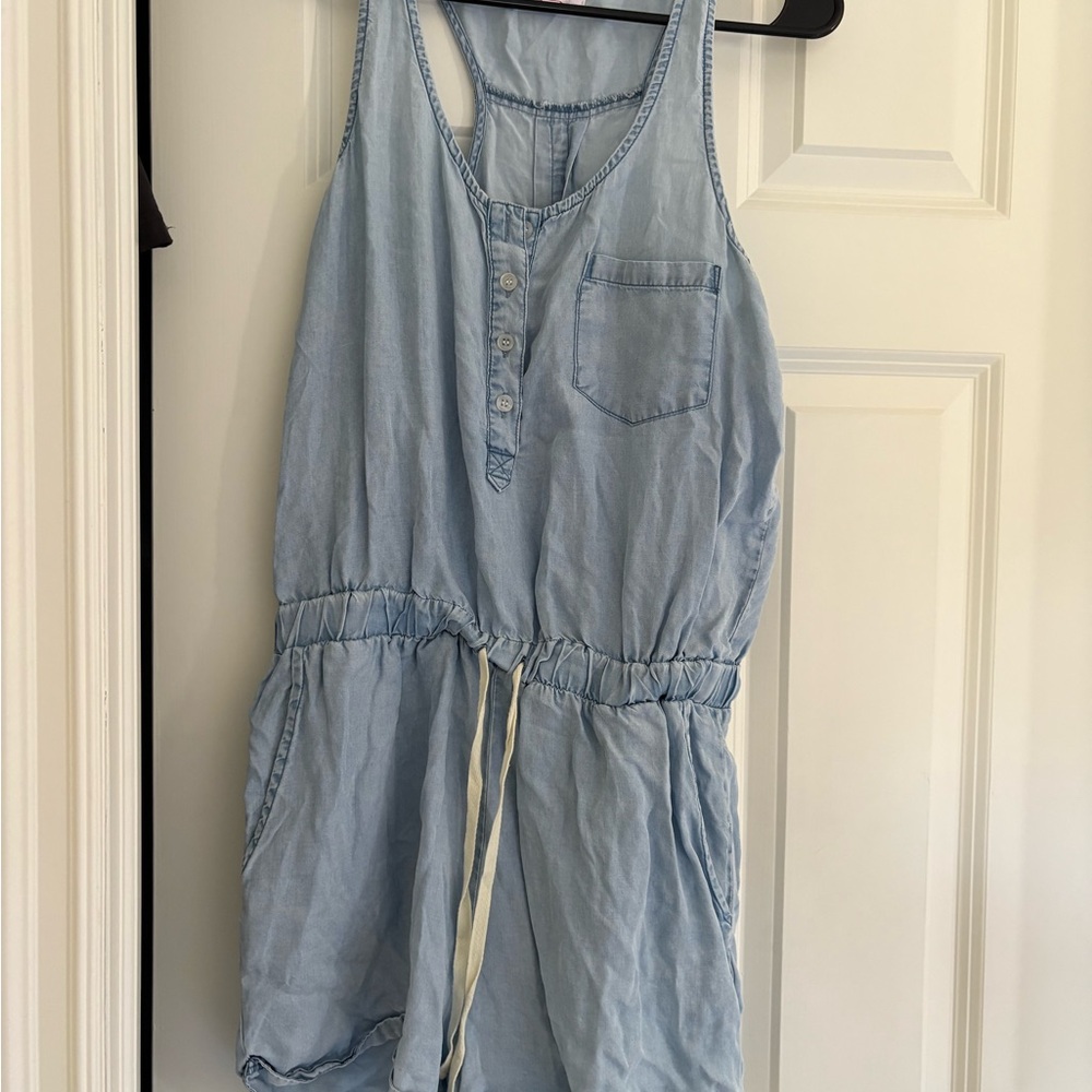 Pink Lily Chambray Denim Romper